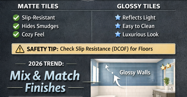 Matte vs Glossy Tiles: Which Finish Is Best for Bathrooms? (2026 Guide)