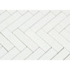 1x4 Polished Thassos White Marble Herringbone Mosaic Tile - MosaicBros.com