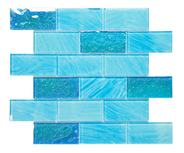 Crystal Aqua Amazon Maldives Green Glass Mosaic Tile - MosaicBros.com