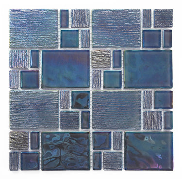 Crystal Aqua Kripton Gray Glass Mosaic Tile - MosaicBros.com