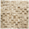 1 x 1 Split-faced Ivory Travertine 3-D Mosaic Tile