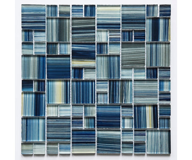 Crystal Aqua Aba Steel Blue Multangular Glass Mosaic Tile - MosaicBros.com