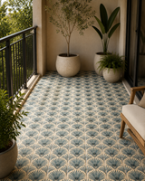 Mythology Tile scallop-shaped travertine venato mosaic tile showcasing earthy stone patterns and intricate design details.