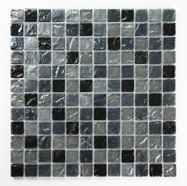 Crystal Aqua Soho Gray Blend 1x1 Glass Mosaic Tile - MosaicBros.com