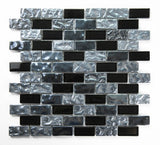 Crystal Aqua Metallic Blend Black Glass Mosaic Tile - MosaicBros.com
