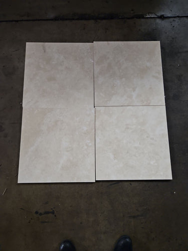 18 x 18 Filled & Honed Light Cream Travertine Tile - MosaicBros.com