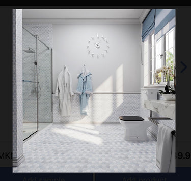 Mykonos Kapari Thassos / Blue Celeste / Paper White Mosaic Tile - MosaicBros.com