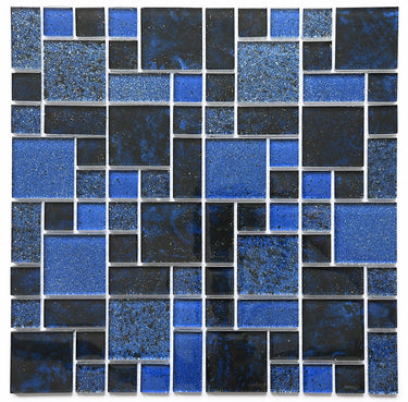 Crystal Aqua Blueberry Multangular Glass Mosaic Tile - MosaicBros.com