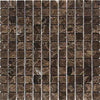 1 x 1 Tumbled Emperador Dark Marble Mosaic Tile - MosaicBros.com