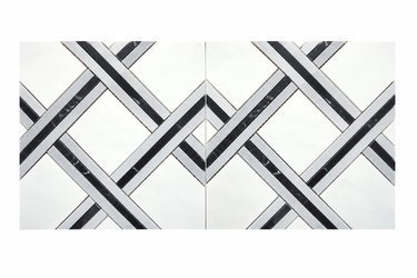 Mar Nexes Dolomite Marble Mosaic Tile from Mythology Tile, showing a close-up of the textured mosaic with natural marble patterns.