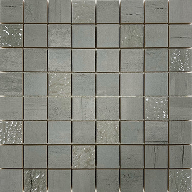 Mir Atlantis Smoke Mosaic Tile featuring a grey smoke-colored glass and ceramic mosaic pattern for modern wall or backsplash design.