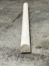 Bianco Cream Light 3/4" x 12" Bullnose Pencil Honed and Unfilled Travertine Tile - MosaicBros.com