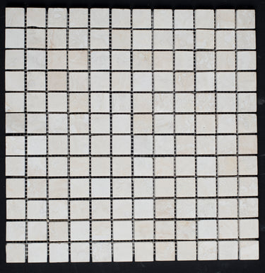Bianco Cream Light 1 x 1 Filled and Honed Travertine Mosaic Tile - MosaicBros.com