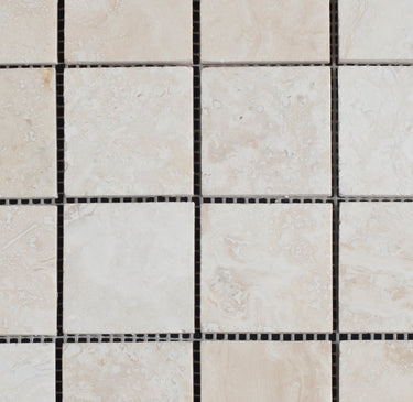 Bianco Cream Light 2 x 2 Filled and Honed Travertine Mosaic Tile - MosaicBros.com
