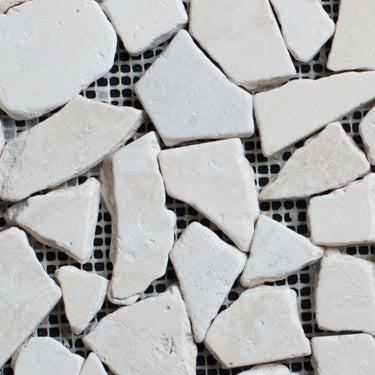 Bianco Cream Light Pebble Tumbled Travertine Mosaic Tile - MosaicBros.com