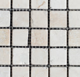 Bianco Cream Light 1 x1 Tumbled Travertine Mosaic Tile - MosaicBros.com