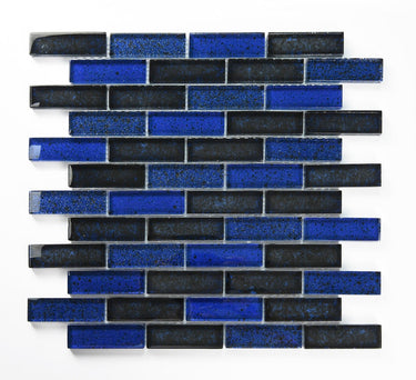 Crystal Aqua Blueberry 1X3 Glass Mosaic Tile - MosaicBros.com