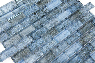 Crystal Aqua Diana Blue 1X2 Glass Mosaic Tile - MosaicBros.com
