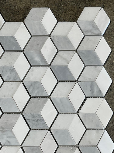 Dolomite Glacial Cristal White and Gray Honed Marble Mosaic Tile - MosaicBros.com