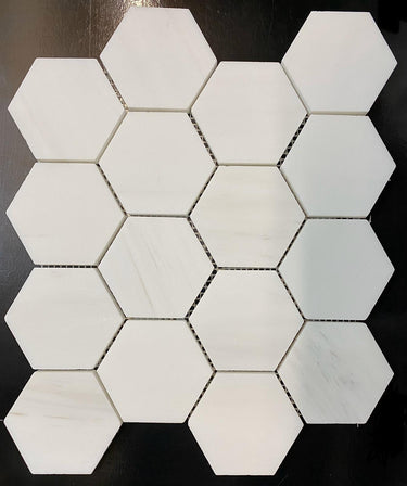 Dolomite Hexagon 3x3 Polished Marble Mosaic Tile - MosaicBros.com