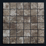 2 x 2 Polished Emperador Dark Marble Mosaic Tile - MosaicBros.com