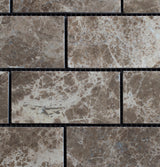 2 x 4 Polished Emperador Dark Marble Brick Mosaic Tile - MosaicBros.com