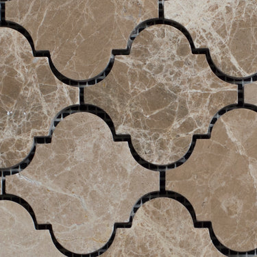 Emperador Polished Lantern Marble Mosaic Tile - MosaicBros.com