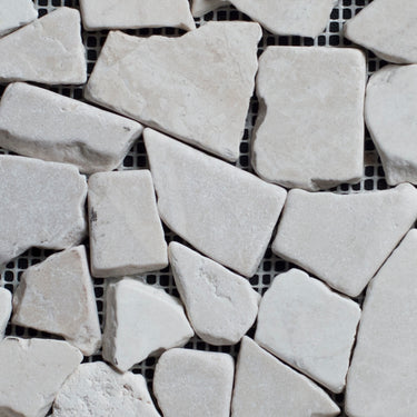 Floridian Cream Pebble Tumbled Marble Mosaic Tile - MosaicBros.com