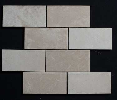 Floridian Cream 3x6 Polished Marble Mosaic Tile - MosaicBros.com