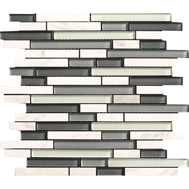 Glossy Green-Blue Glass and White Combination Glass Mosaic Tile - MosaicBros.com