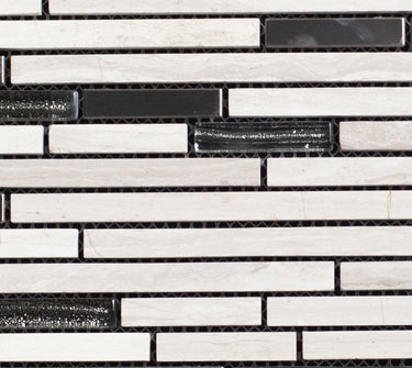 Stainless Steel Glass and Haisa Marble Combination Glass Mosaic Tile - MosaicBros.com