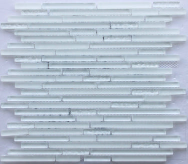 Arctic Glossy and Iced Glass Combination Glass Mosaic Tile - MosaicBros.com