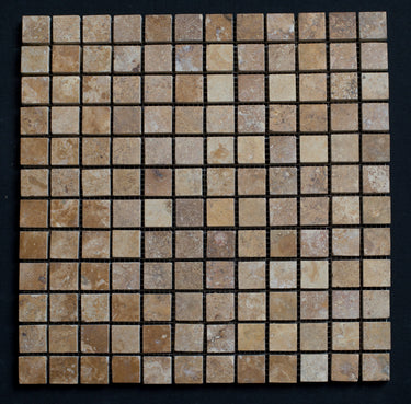 Gold Travertine 1x1 Honed and Filled Marble Mosaic Tile - MosaicBros.com