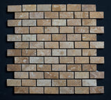 Gold Travertine 1x2 Honed and Filled Marble Mosaic Tile - MosaicBros.com