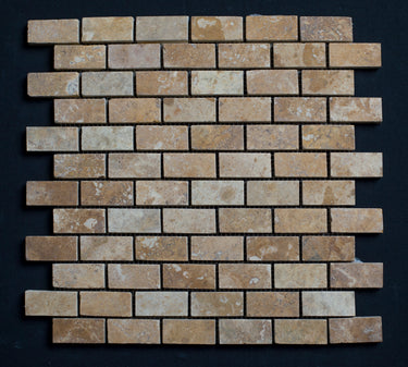 Gold Travertine 1x2 Honed and Filled Marble Mosaic Tile - MosaicBros.com