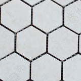 Bianco Cream Light 2 x 2 Hexagon Filled and Honed Travertine Mosaic Tile - MosaicBros.com