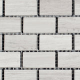 Haisa 1x2 Honed Marble Mosaic Tile - MosaicBros.com