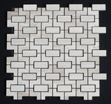Haisa Vienna Pattern Honed and Blasted Marble Mosaic Tile - MosaicBros.com