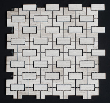 Haisa Vienna Pattern Honed and Blasted Marble Mosaic Tile - MosaicBros.com