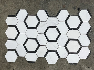 Catacomb Dolomite Negro Marquina Honed Marble Mosaic Tile - MosaicBros.com