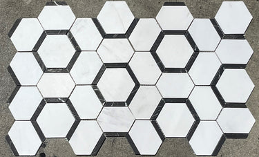 Catacomb Dolomite Negro Marquina Honed Marble Mosaic Tile - MosaicBros.com