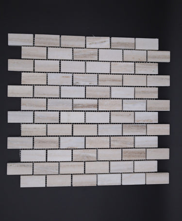 1x2 Stacked Brick Palisandro Marble Polished Mosaic Tile - MosaicBros.com