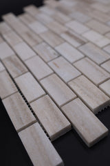 1x2 Stacked Brick Palisandro Marble Polished Mosaic Tile - MosaicBros.com
