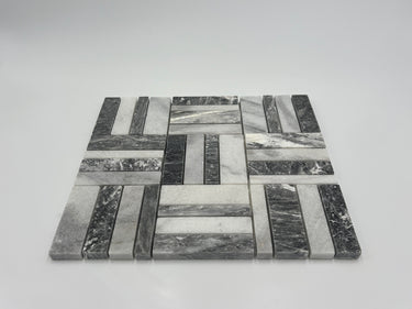 Bardiglio Marble Triple Stripe Polished Mosaic Tile - MosaicBros.com