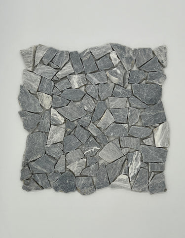 Bardiglio Marble Flat Pebble Random Broken Mosaic Tile - MosaicBros.com