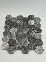 2X2 Bardiglio Marble Hexagon Polished Mosaic Tile - MosaicBros.com