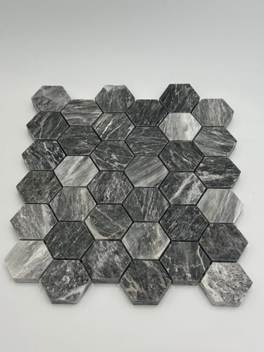 2X2 Bardiglio Marble Hexagon Polished Mosaic Tile - MosaicBros.com
