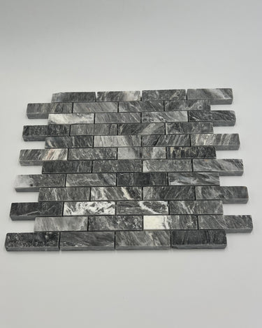 1x3 Bardiglio Marble Stacked Brick Polished Mosaic Tile - MosaicBros.com
