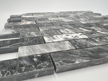 1x3 Bardiglio Marble Stacked Brick Polished Mosaic Tile - MosaicBros.com