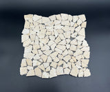 Ivory Travertine Flat Pebble Random Broken Mosaic Tile - MosaicBros.com